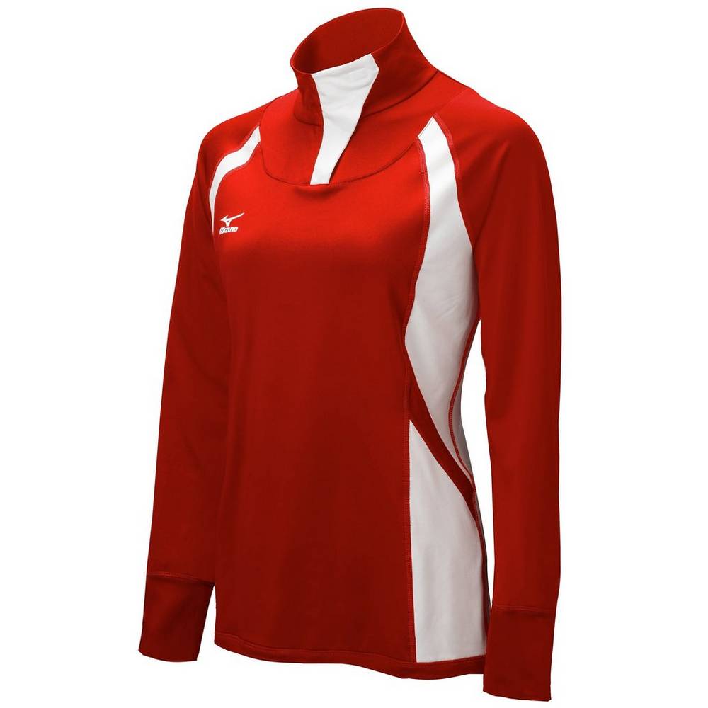 Chaqueta Mizuno Nine Collection: Drive Half-Zip Mujer Rojas/Blancas Comprar AUYQ-92853